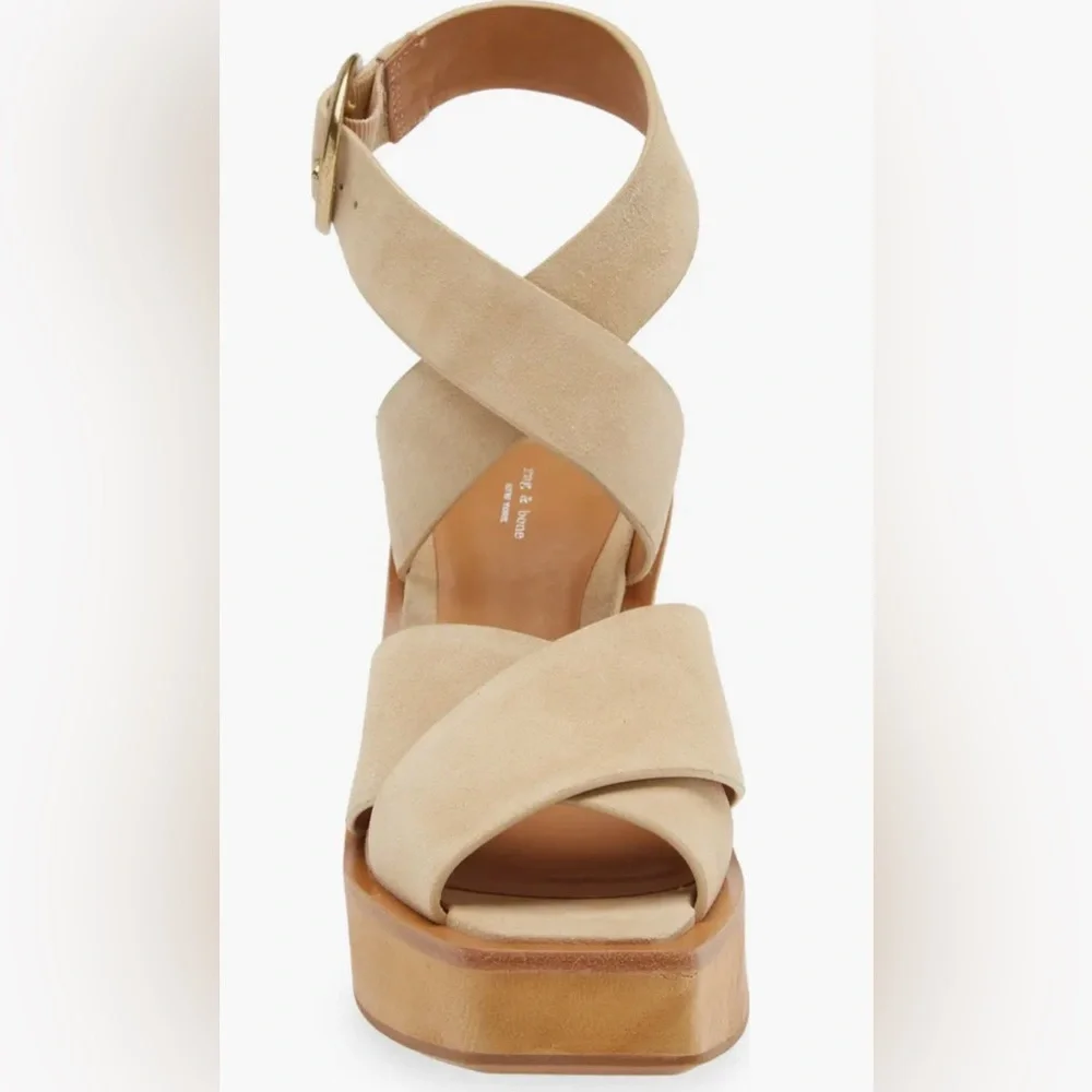 rag & bone Beige Santiago Crisscross Wedge Sandal (Women) size 8.5